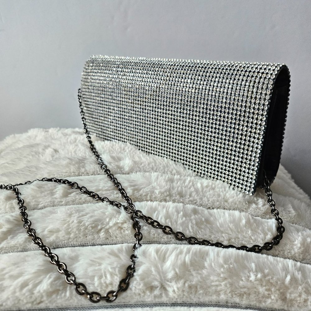 Crystal Rhinestone Evening Bag crossbody Glitter Party Clutch NWOT